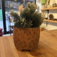 Kazıma Yaprak Desenli Saksı