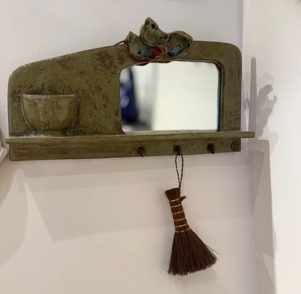 Çiçek Desenli Yatay Seramik Ayna