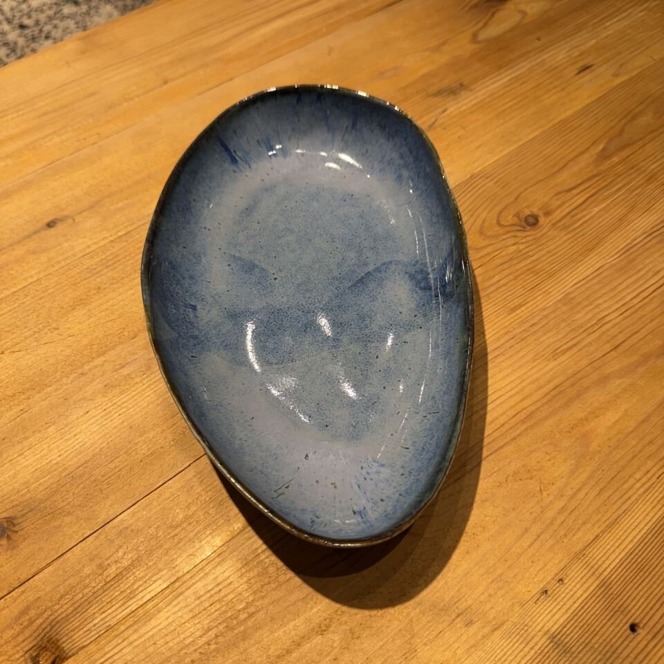 Mavi Ton Seramik Sunum Tabağı