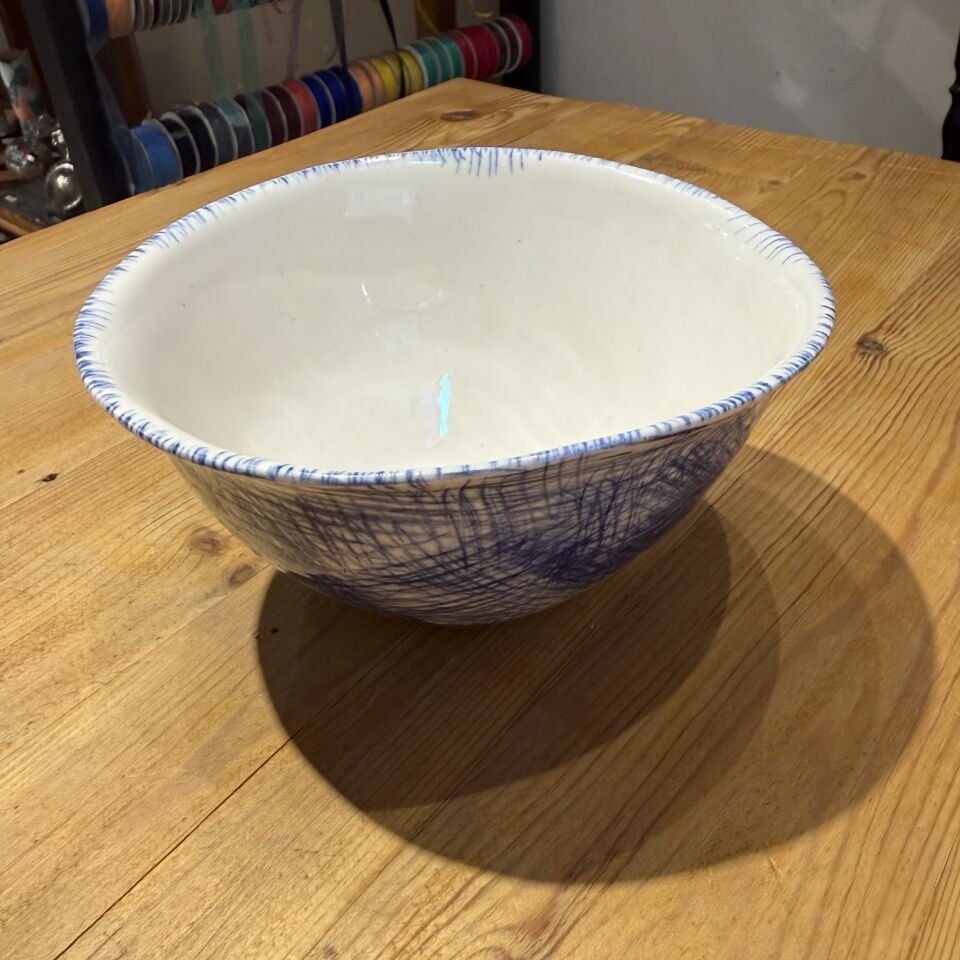 Çizgi Dokulu Seramik Kase