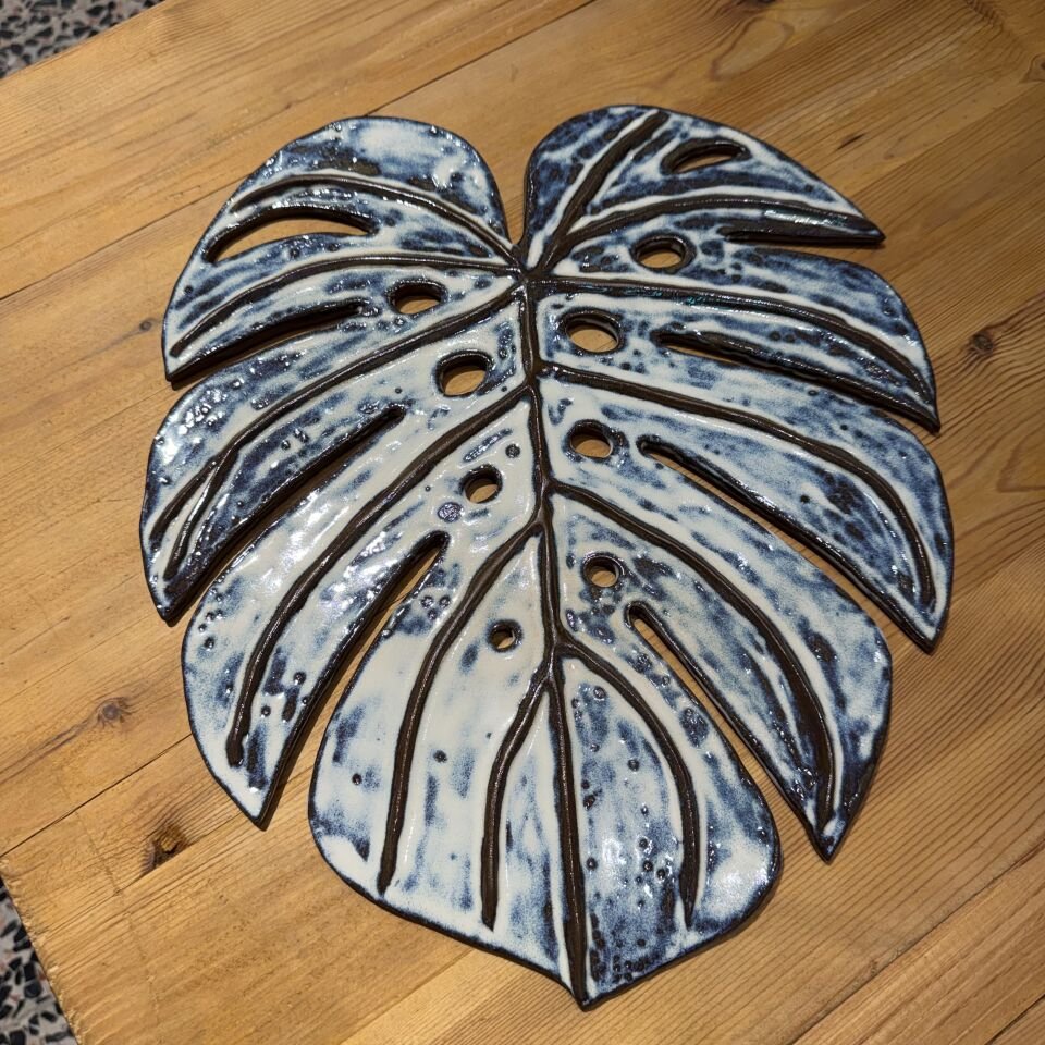 Tropikal Yaprak Formlu Seramik Dekoratif Obje