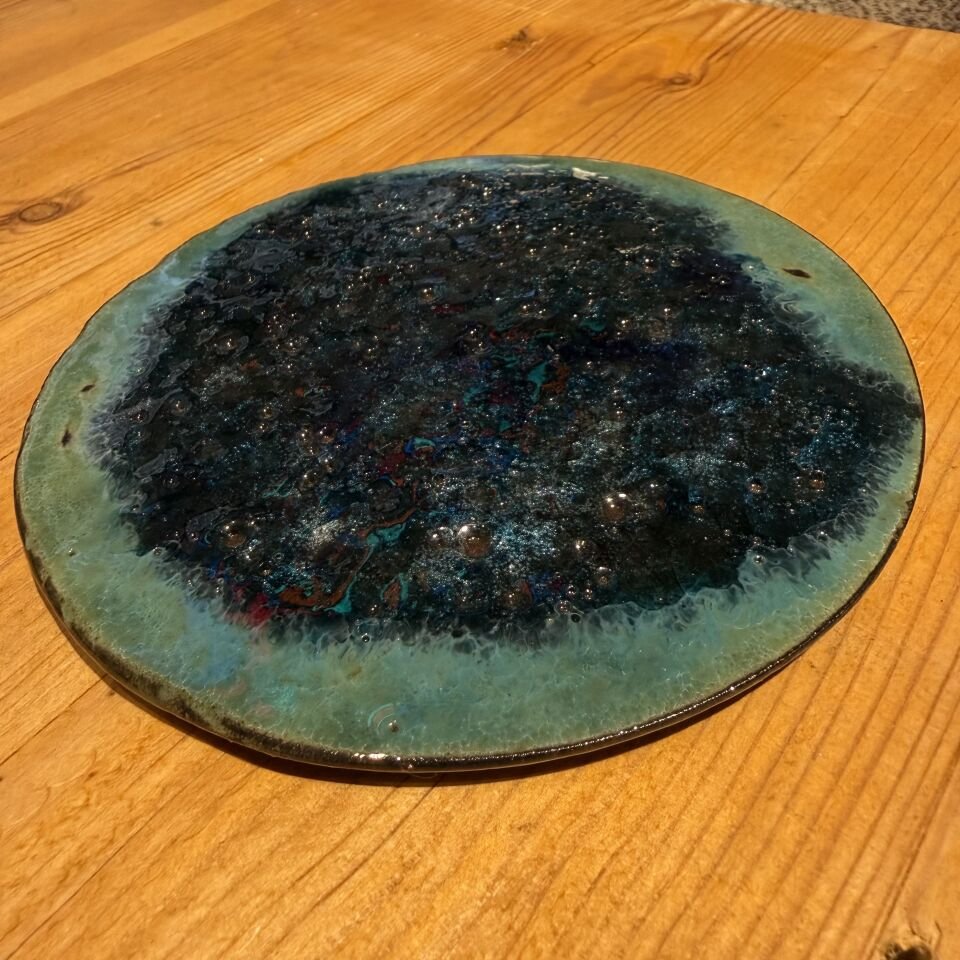 Dokulu Dekoratif Mavi Seramik Obje