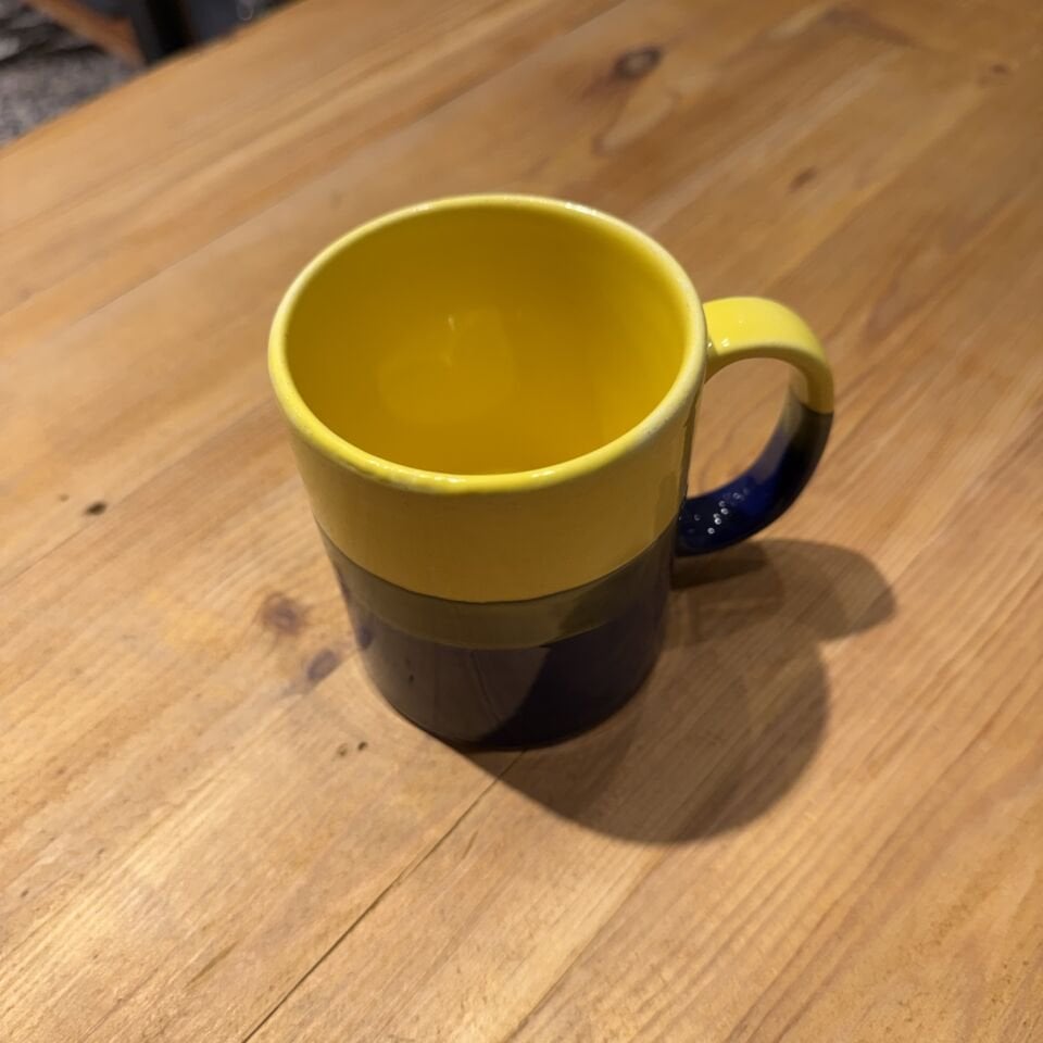 Sarı Lacivert Renk Seramik Kupa