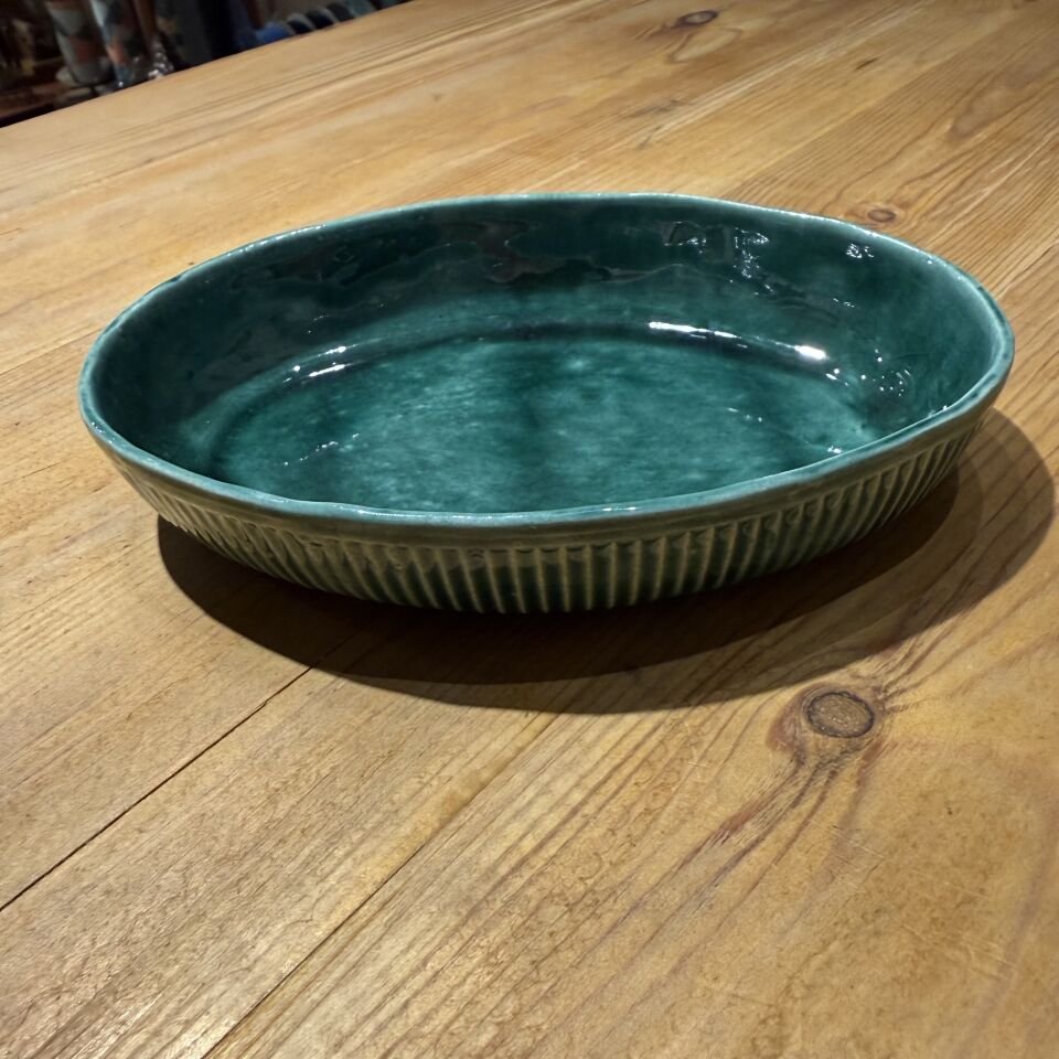 Zümrüt Yeşili Seramik Oval Sunum Tabağı