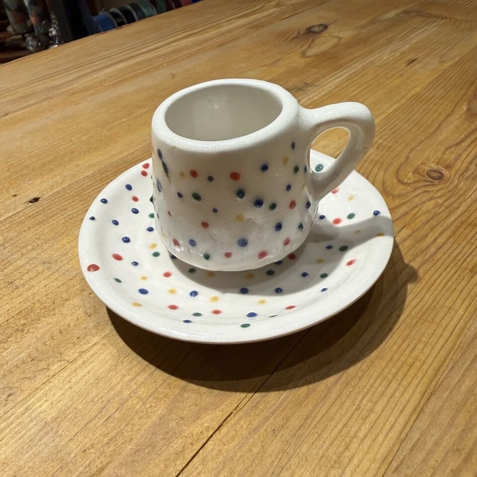 Renkli Benekli Seramik Fincan Seti