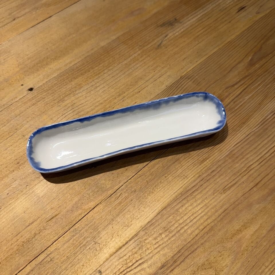 Mavi Beyaz Porselen Zeytinlik