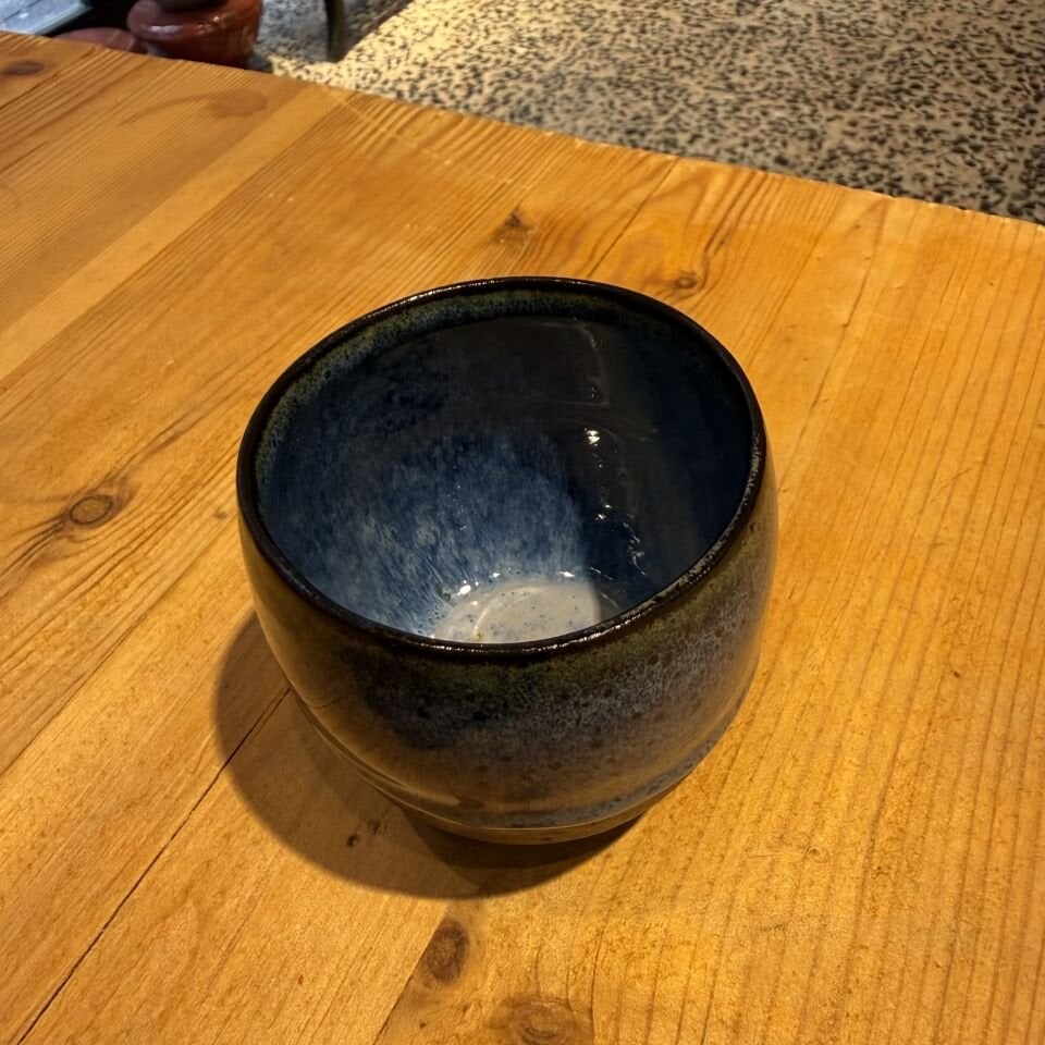 Mavi ve Antrasit Sırlı Seramik Kupa