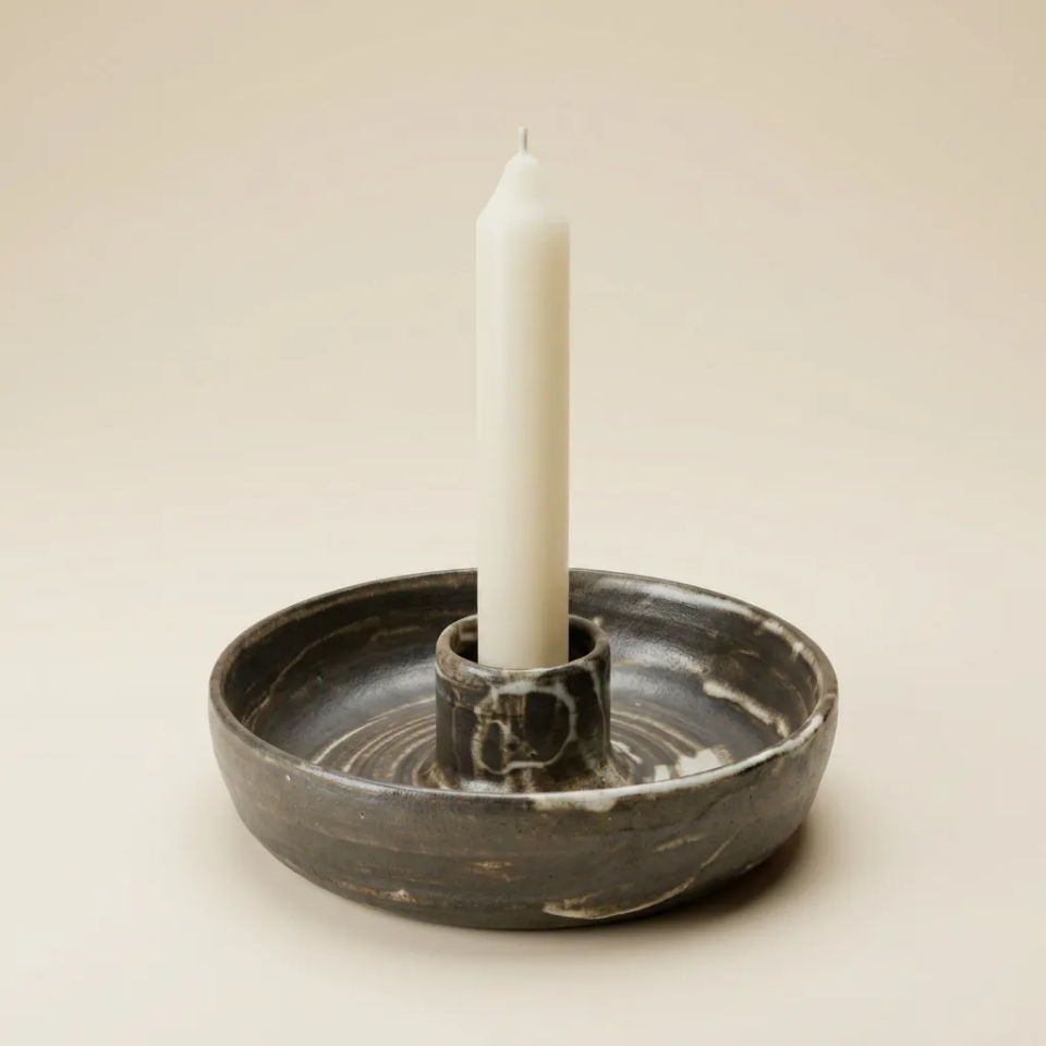 Rustik Füme Stoneware Şamdan